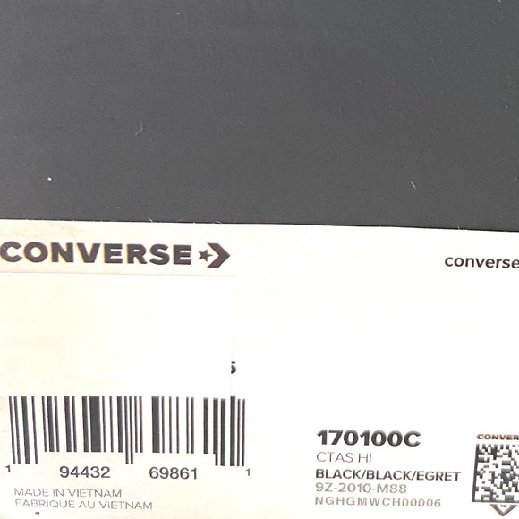 Converse 170100C Men's Sneaker OrthoLite Chuck Taylor AS High Top Leather Black - Picture 8 of 9